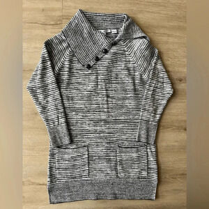 Eight Eight Eight Women’s 100% Cotton Black Grey Turtleneck Knit Sweater SZ S